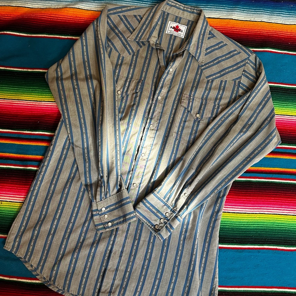 Vintage striped MWG pearl snap